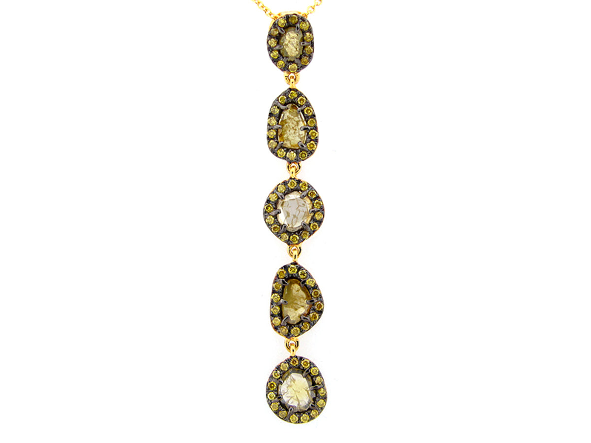 ROSE CUT SLICE YELLOW DIAMOND PENDANT, 18KY (N)