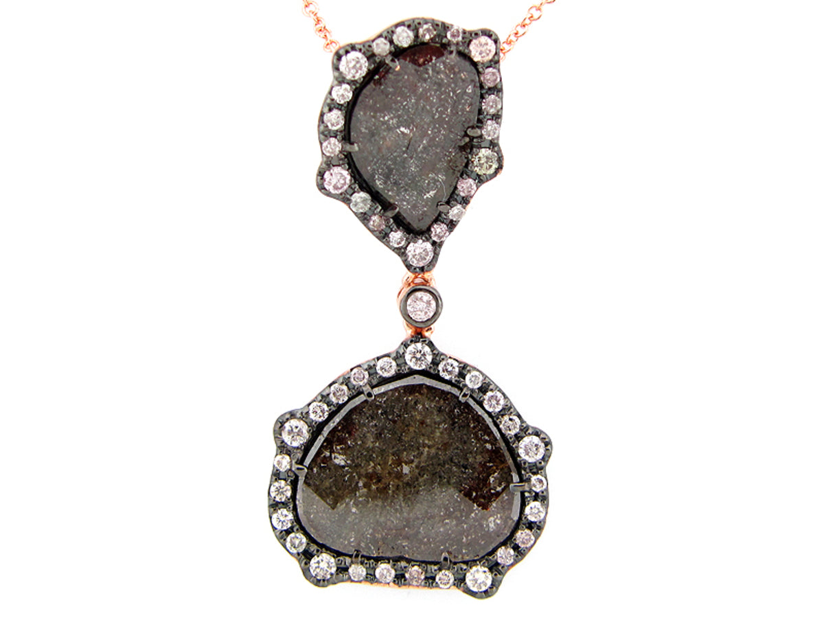 ROSE CUT SLICE BROWN DIAMOND PENDANT, 18KR (N)
