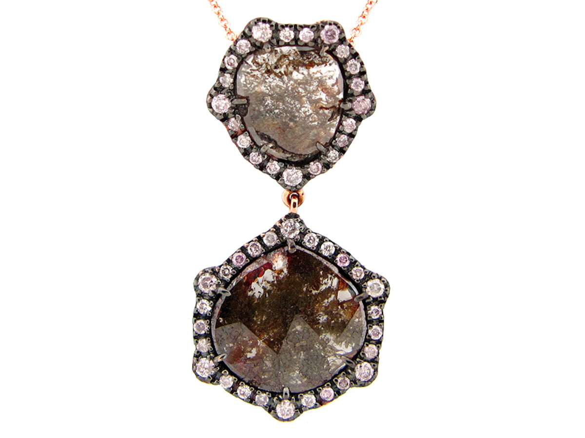 ROSE CUT SLICE BROWN DIAMOND PENDANT, 18KR (N)