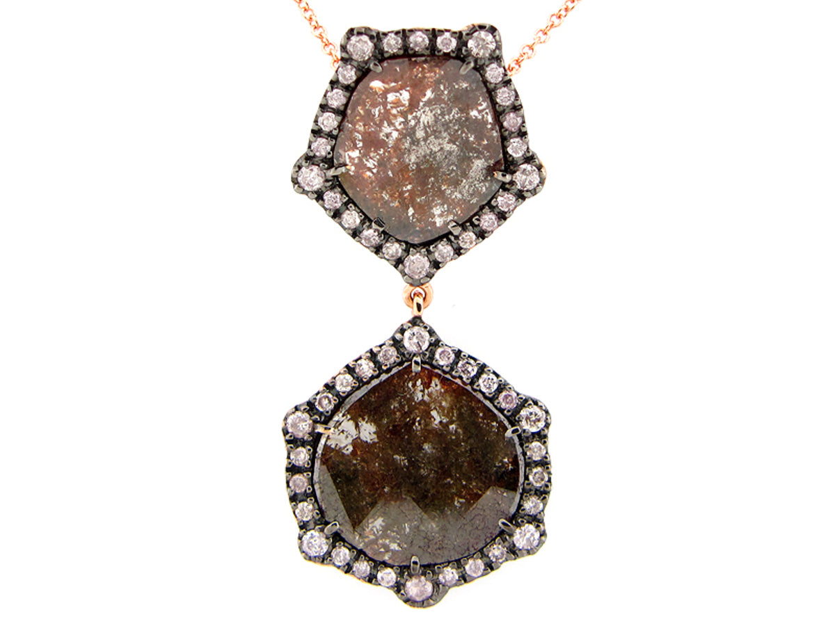 ROSE CUT SLICE BROWN DIAMOND PENDANT, 18KR (N)