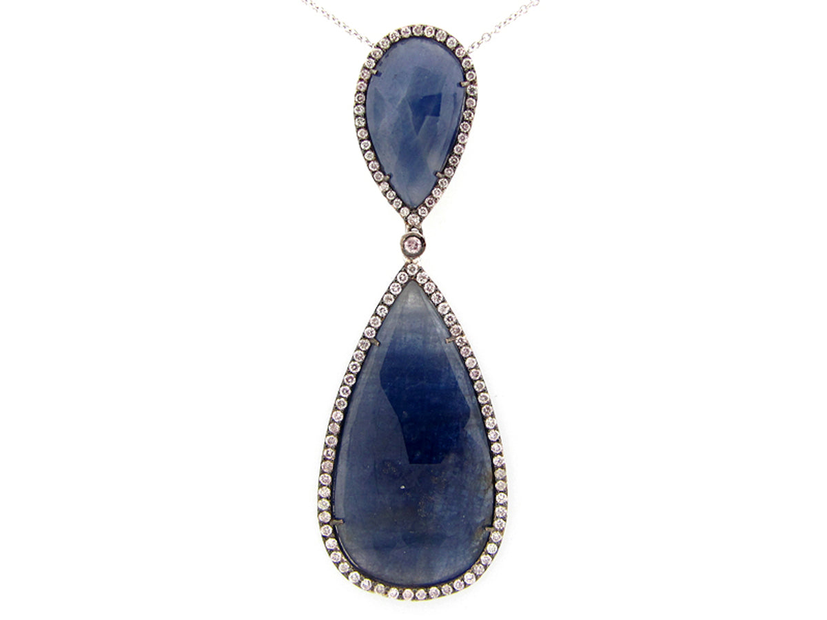 ROSE CUT SAPPHIRE & DIAMOND PENDANT
