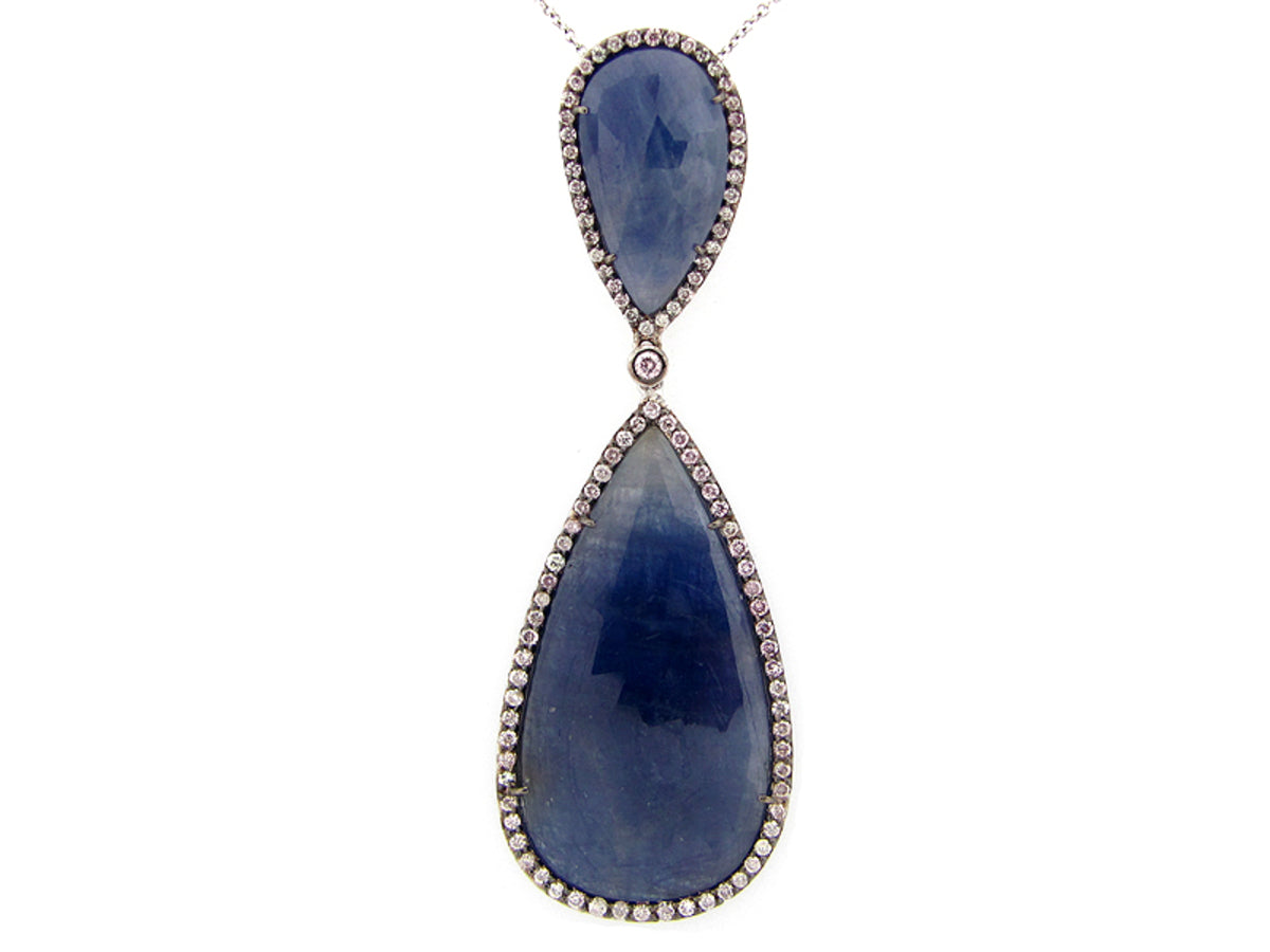 ROSE CUT SAPPHIRE & DIAMOND PENDANT