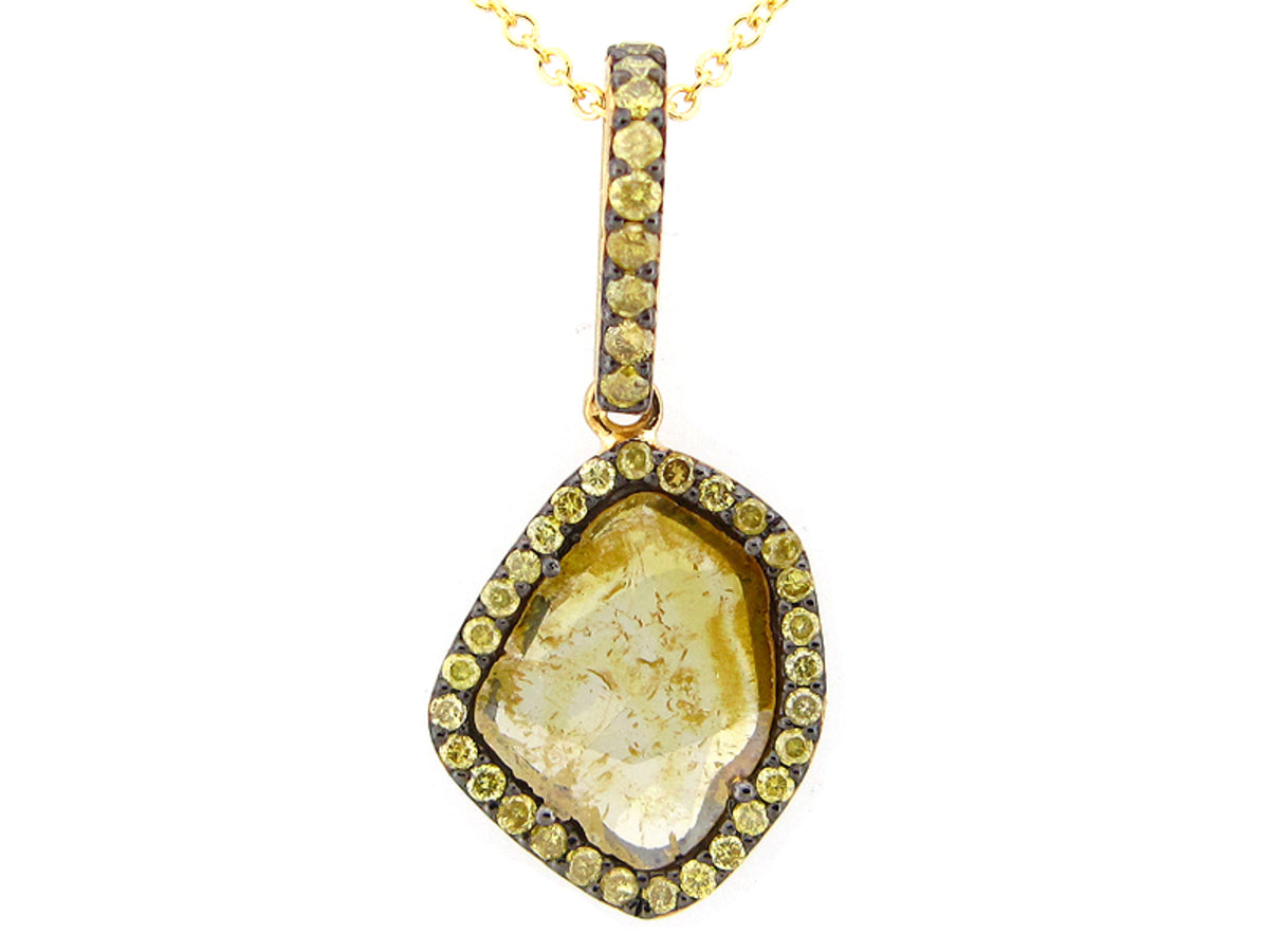 ROSE CUT SLICE YELLOW DIAMOND PENDANT, 18KY (N)
