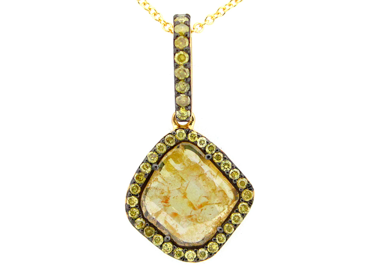 ROSE CUT SLICE YELLOW DIAMOND PENDANT, 18KY (N)