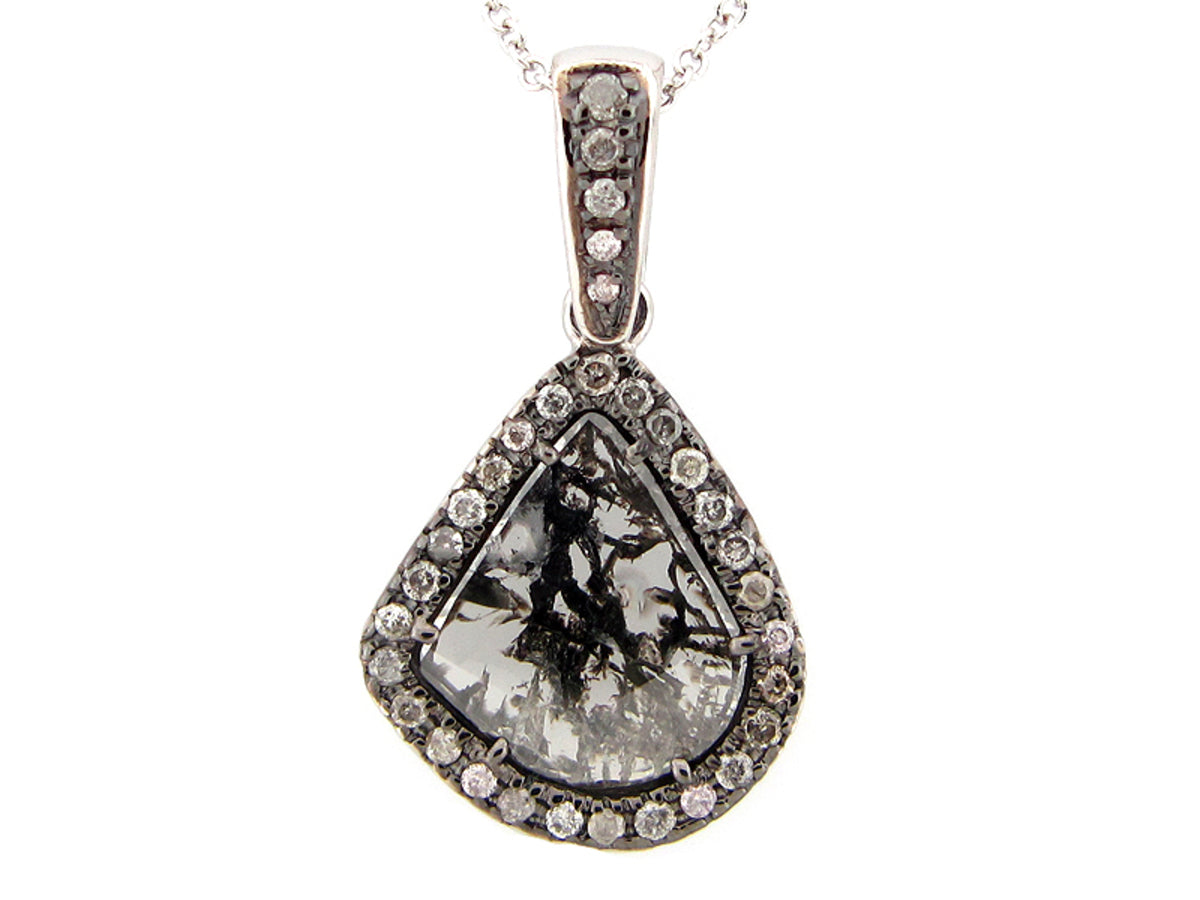 ROSE CUT SLICE BROWN DIAMOND PENDANT, 18KW (N)