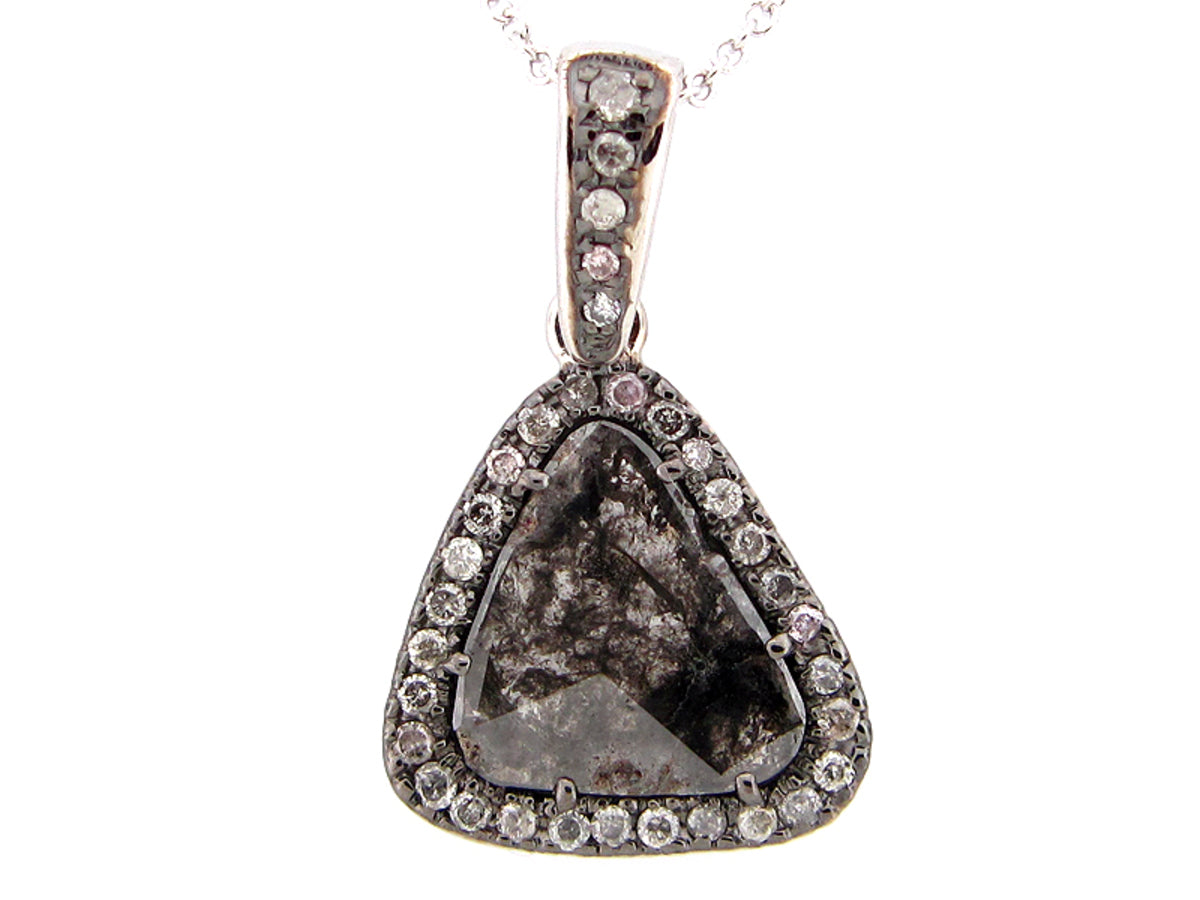 ROSE CUT SLICE  BROWN DIAMOND PENDANT, 18KW (N)