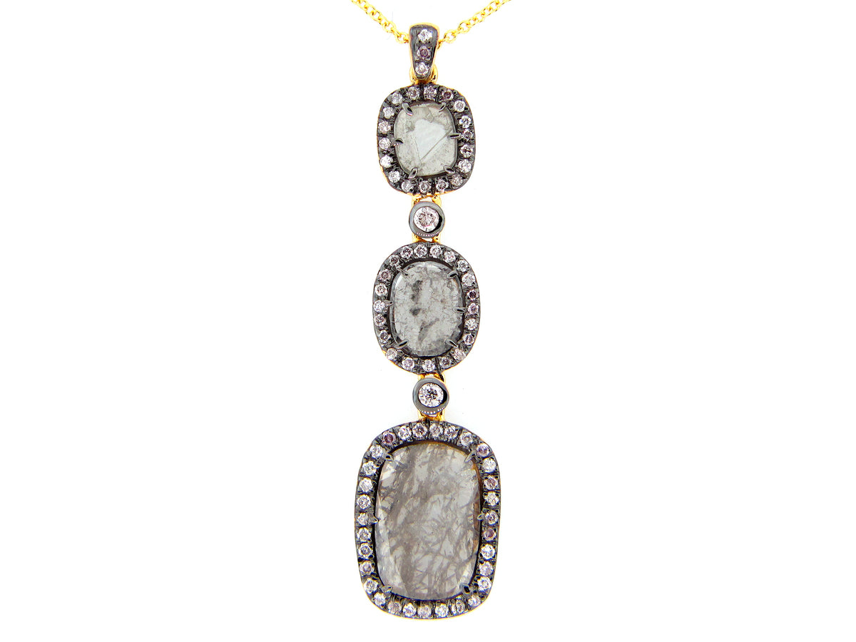ROSE CUT FANCY COLOR DIAMOND PENDANT, 18KY (N)