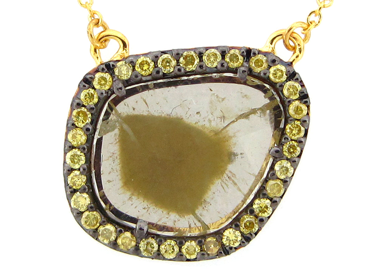 ROSE CUT SLICE YELLOW DIAMOND PENDANT , 18KY (N)