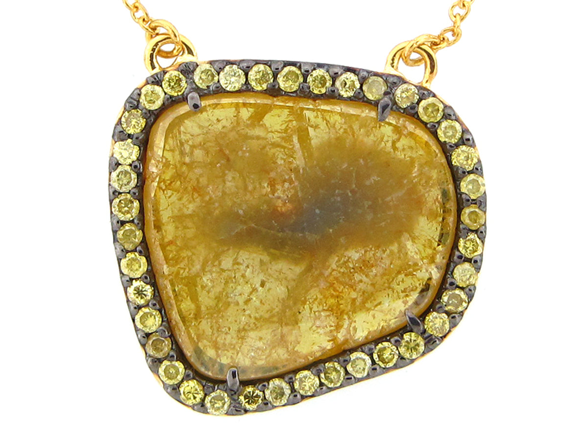 ROSE CUT SLICE YELLOW DIAMOND PENDANT , 18KY (N)