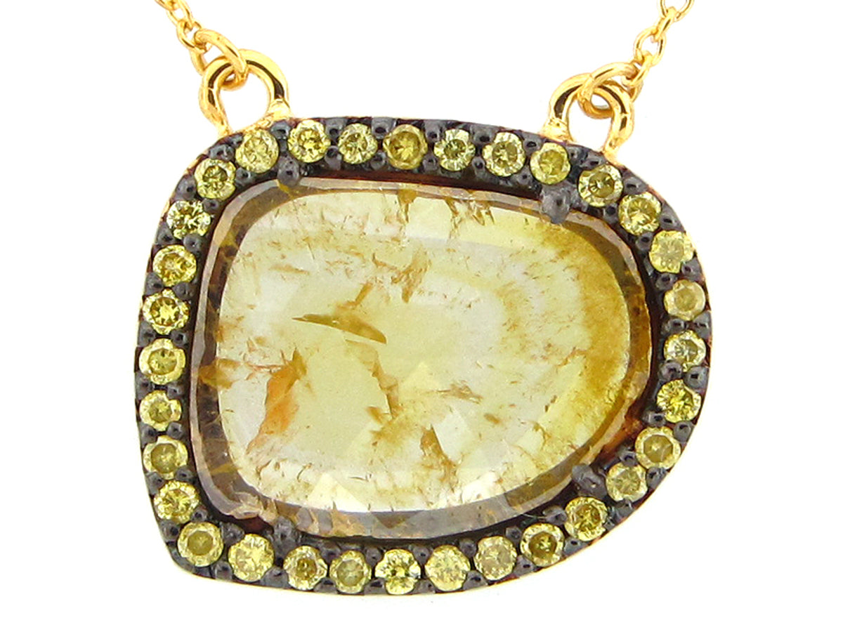 ROSE CUT SLICE YELLOW DIAMOND PENDANT, 18KY (N)