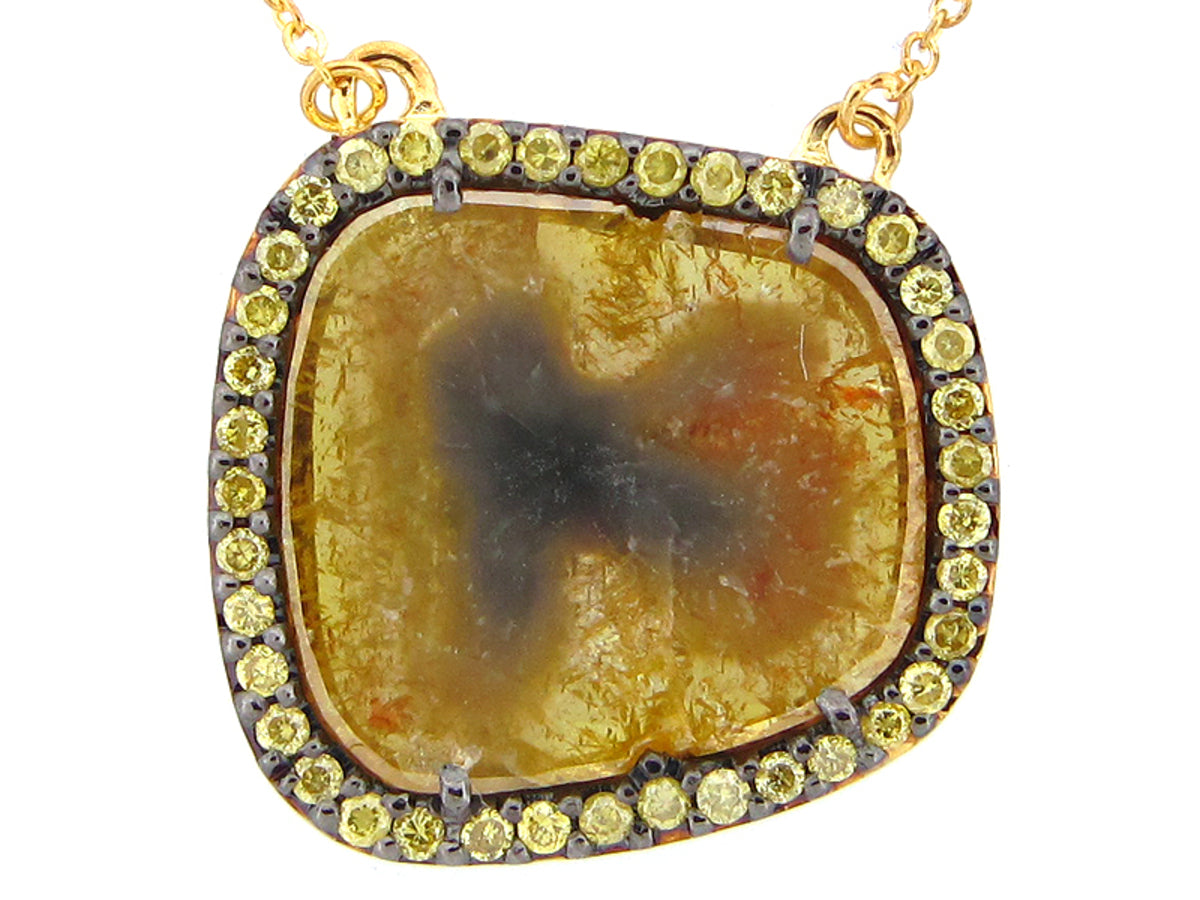ROSE CUT SLICE YELLOW DIAMOND PENDANT, 18KY (N)