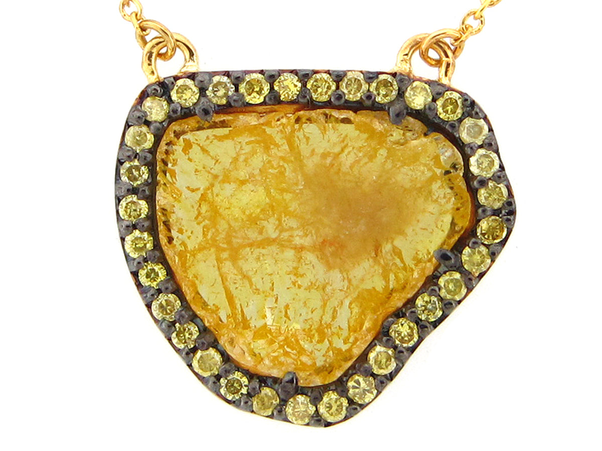 ROSE CUT SLICE YELLOW DIAMOND PENDANT, 18KY (N)