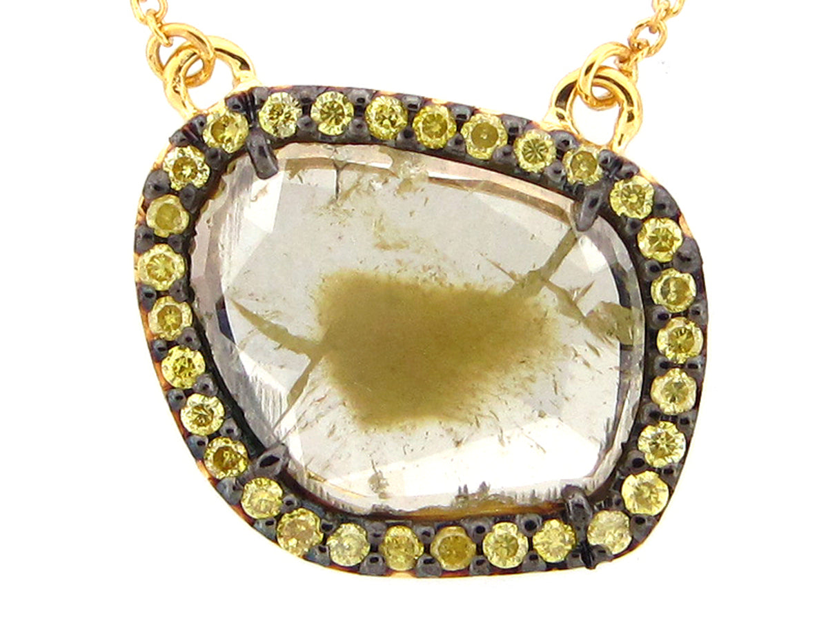 ROSE CUT SLICE YELLOW DIAMOND PENDANT, 18KY (N)