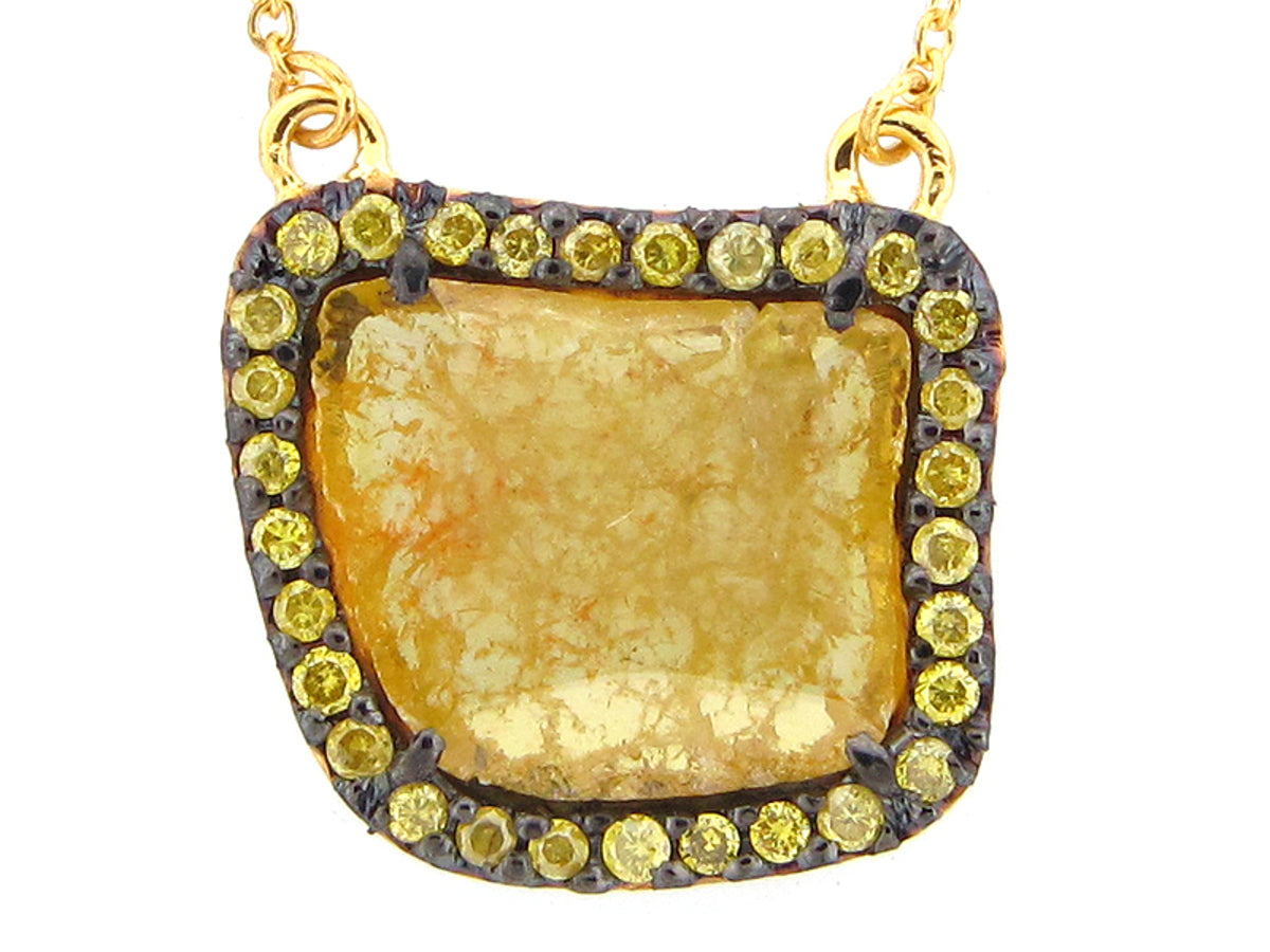 ROSE CUT SLICE YELLOW DIAMOND PENDANT, 18KY (N)