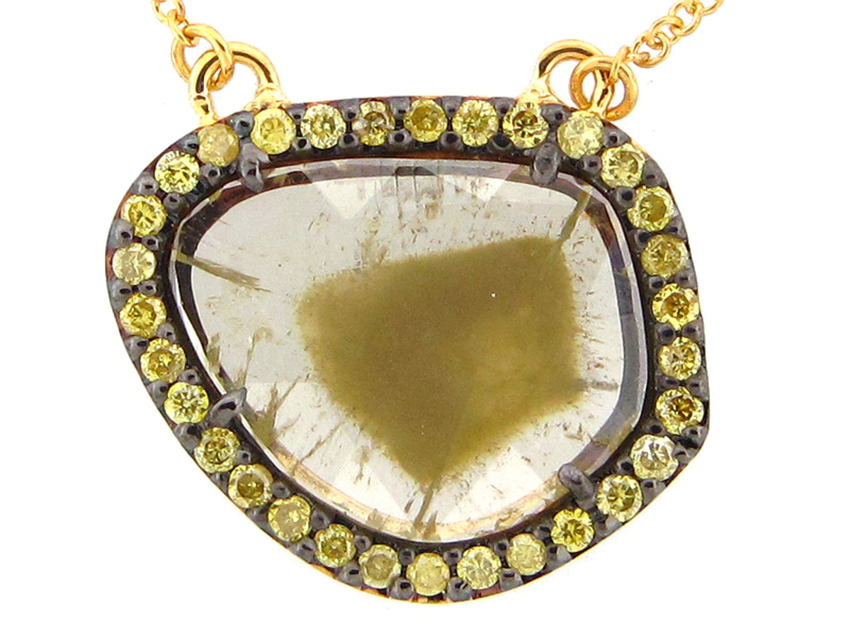 ROSE CUT SLICE YELLOW DIAMOND PENDANT, 18KY (N)