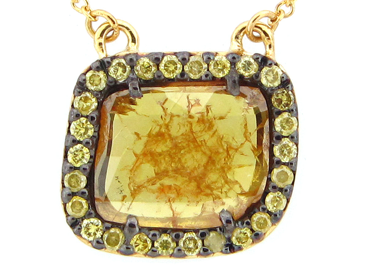 ROSE CUT SLICE YELLOW DIAMOND PENDANT, 18KY (N)