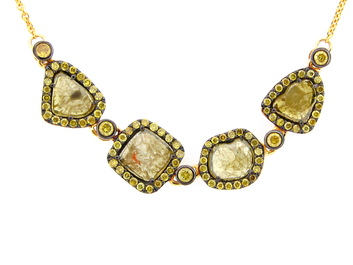 ROSE CUT SLICE YELLOW DIAMOND PENDANT, 18KY (N)