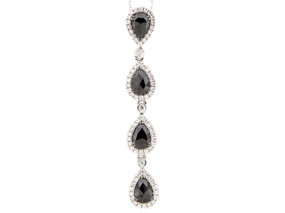 ROSE CUT BLACK & WHITE DIAMOND PENDANT, 14KW (R/N)