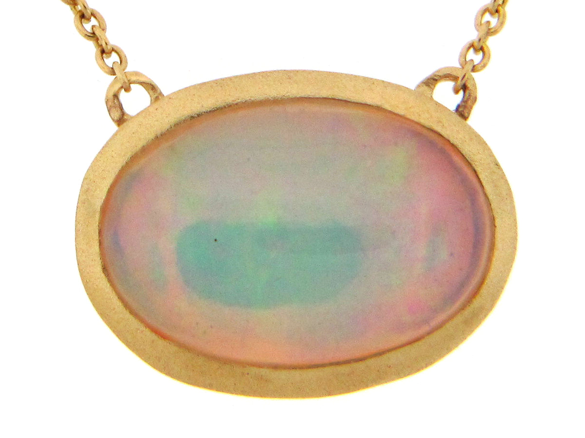 OPAL PENDANT NECKLACE, 18"/17"/16", 18KY (O)