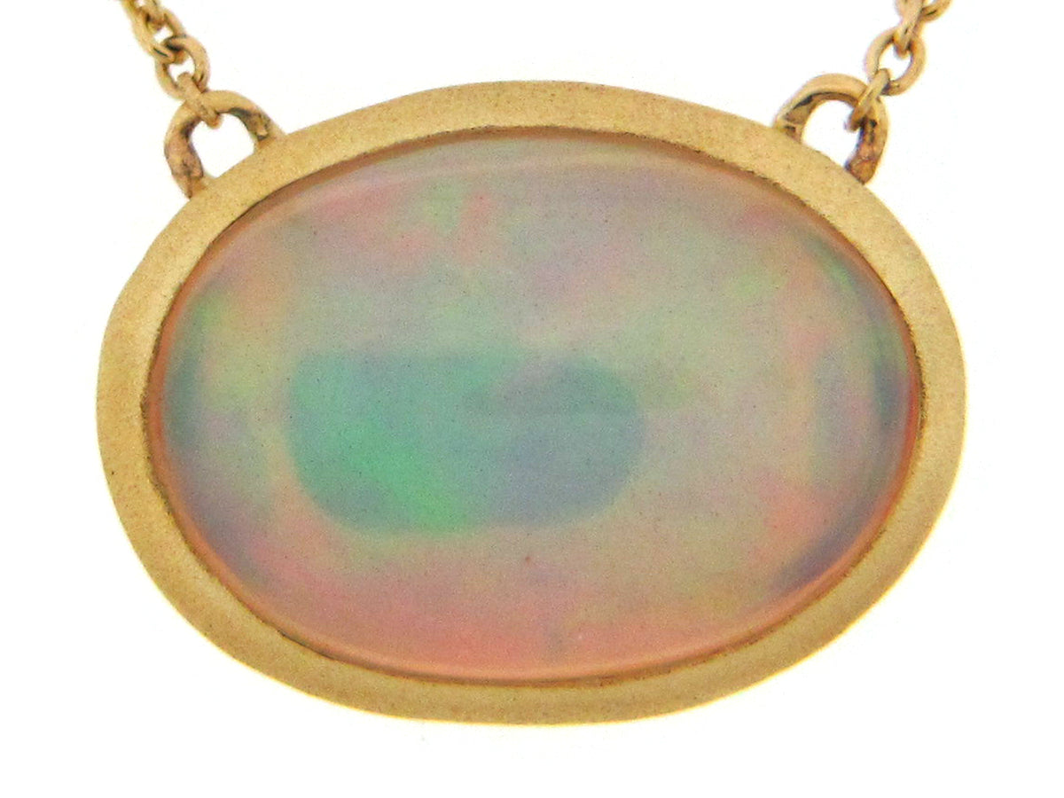 OPAL PENDANT NECKLACE, 18"/17"/16",  18KY (O)