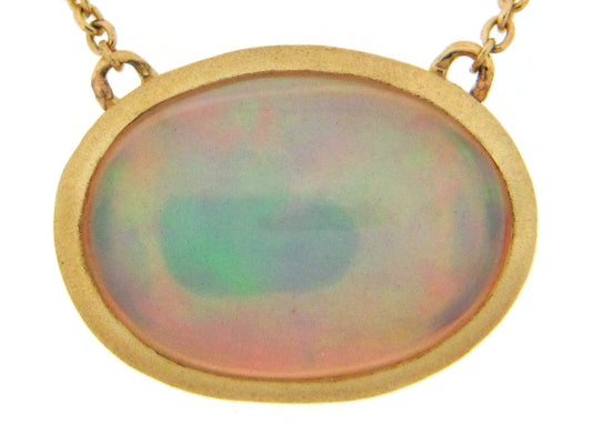 OPAL PENDANT NECKLACE, 18"/17"/16",  18KY (O)