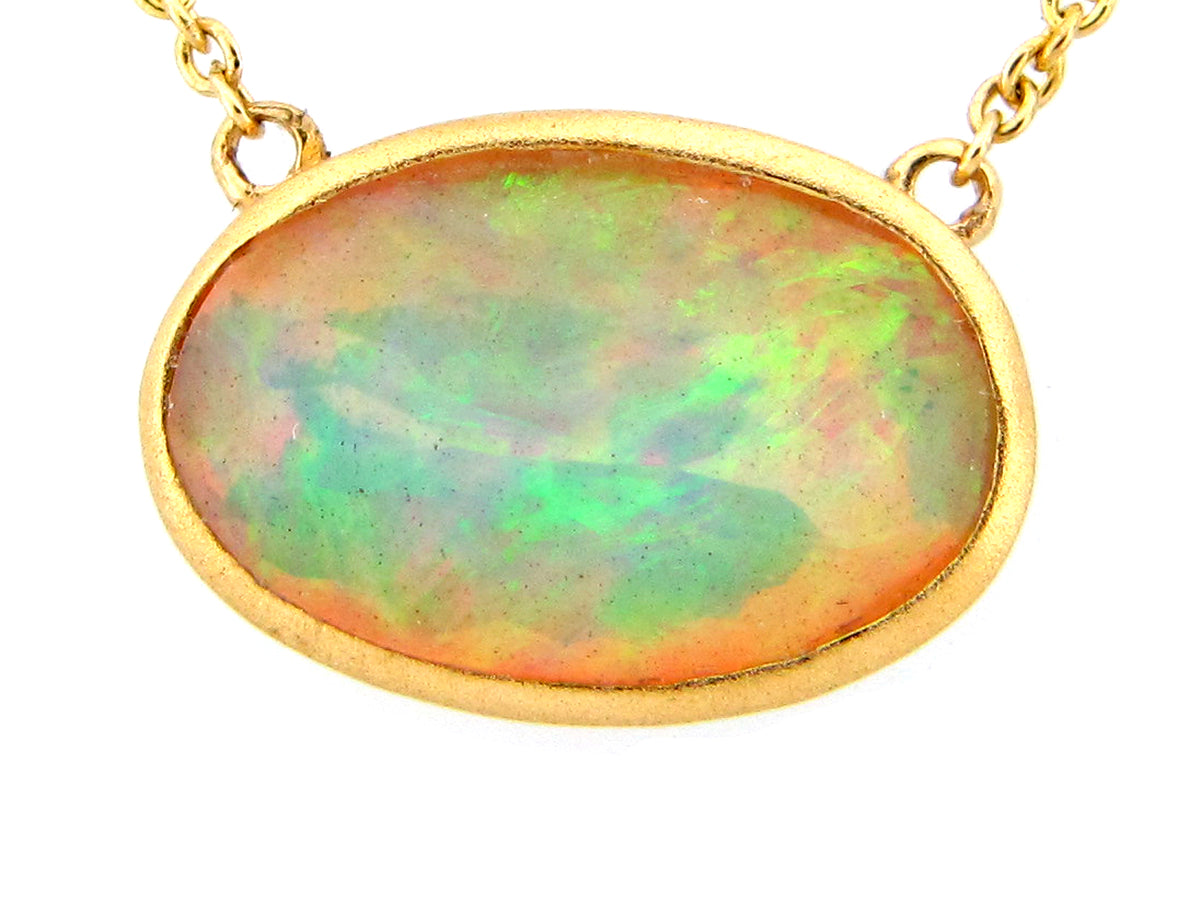 OPAL PENDANT NECKLACE, 18"/17"/16", 18KY (O)