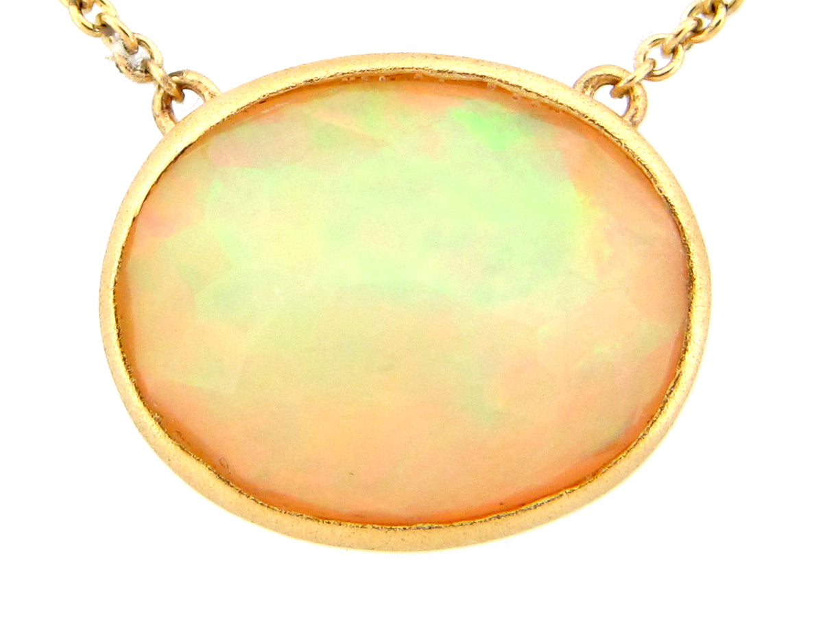 OPAL PENDANT NECKLACE, 18"/17"/16", 18KY (O)