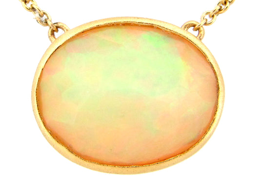 OPAL PENDANT NECKLACE, 18"/17"/16", 18KY (O)