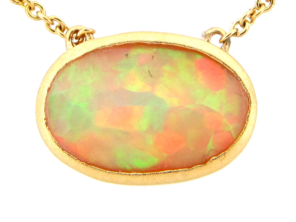 OPAL PENDANT NECKLACE, 18"/17"/16",  18KY (O)