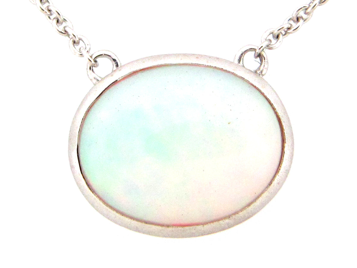 OPAL PENDANT NECKLACE, 18"/17"/16", 18KW (O)