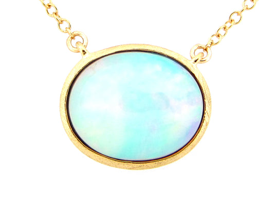 OPAL PENDANT NECKLACE, SATIN FINISH, 18"/17"/16"