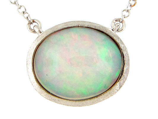 OPAL PENDANT NECKLACE, SATIN FINISH, 18"/17"/16"