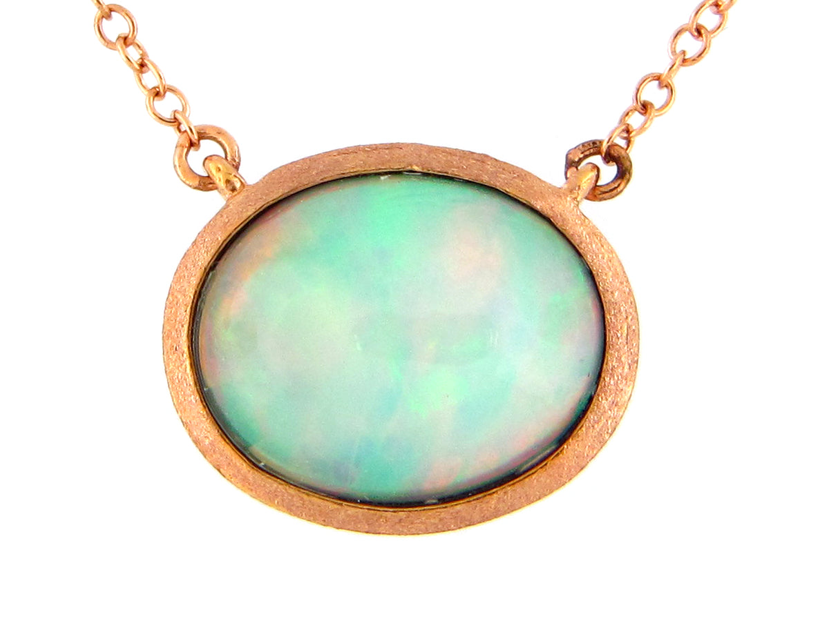 OPAL PENDANT NECKLACE, SATIN FINISH, 18"/17"/16"