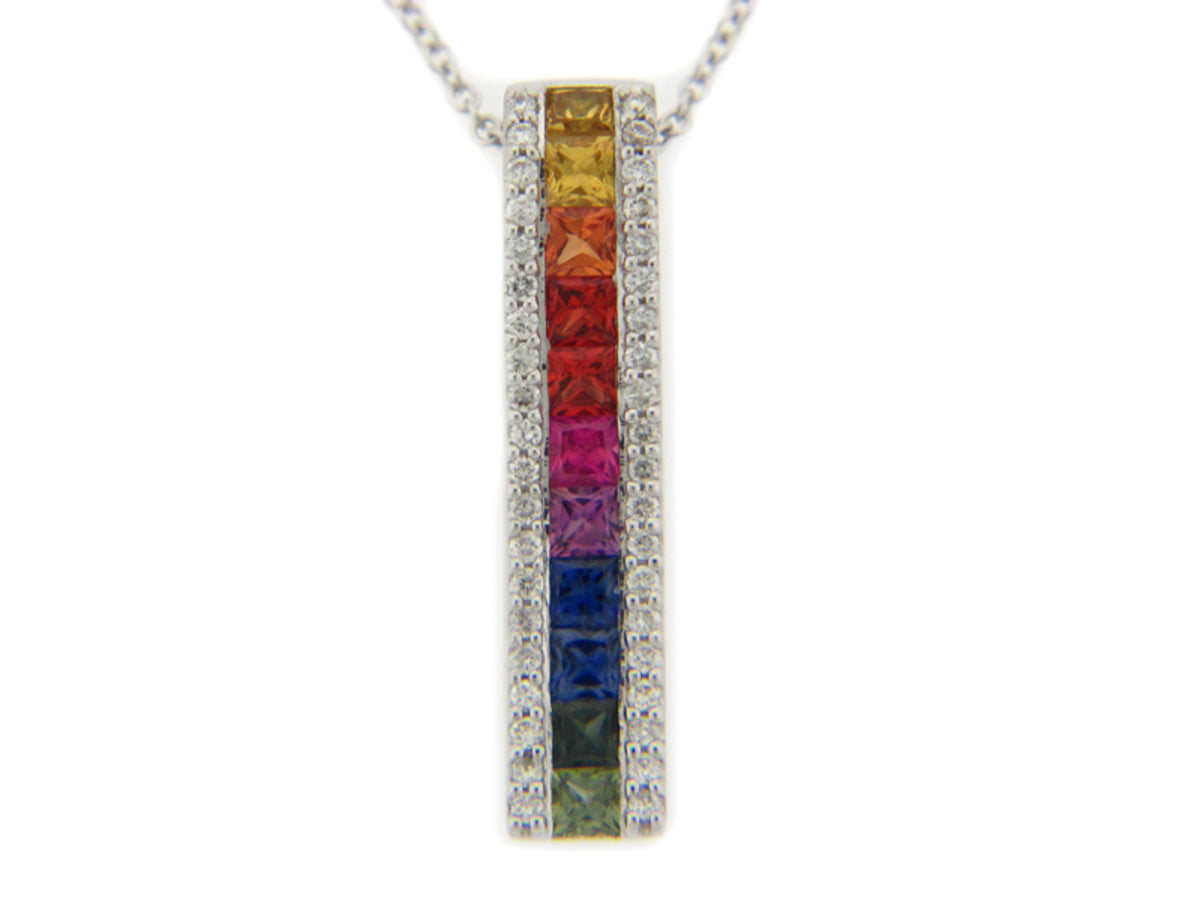 RAINBOW SAPPHIRE & DIAMOND PENDANT