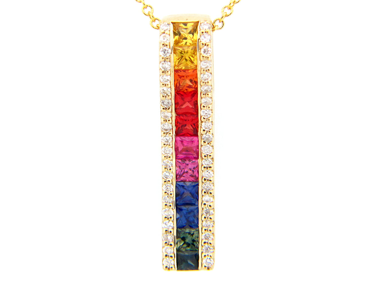 RAINBOW SAPPHIRE & DIAMOND PENDANT