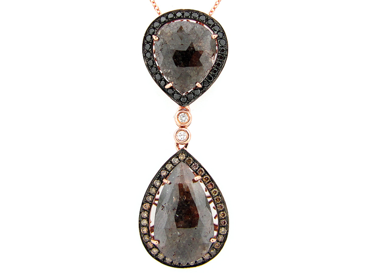 ROSE ROUGH CUT FANCY COLOR DIAMOND PENDANT, 14KR (N), CENTER=10.27