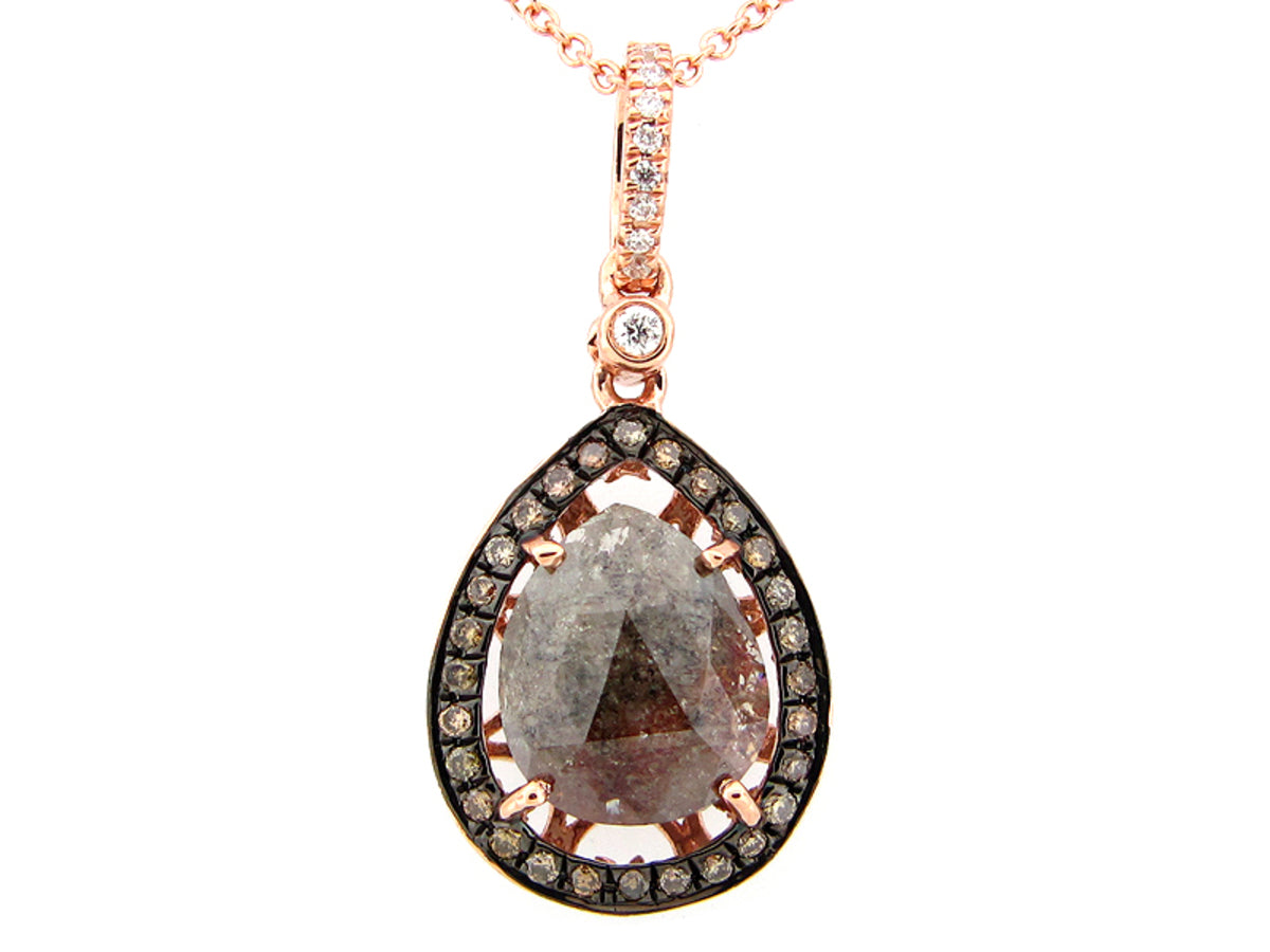 ROSE ROUGH CUT FANCY COLOR DIAMOND PENDANT, 14KR (N), CENTER=2.02
