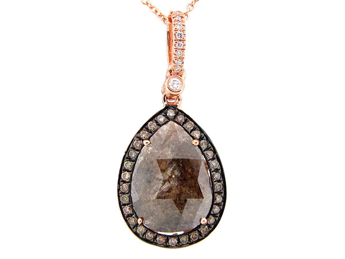 ROSE ROUGH CUT FANCY COLOR DIAMOND PENDANT, 14KR (N), CENTER=2.65
