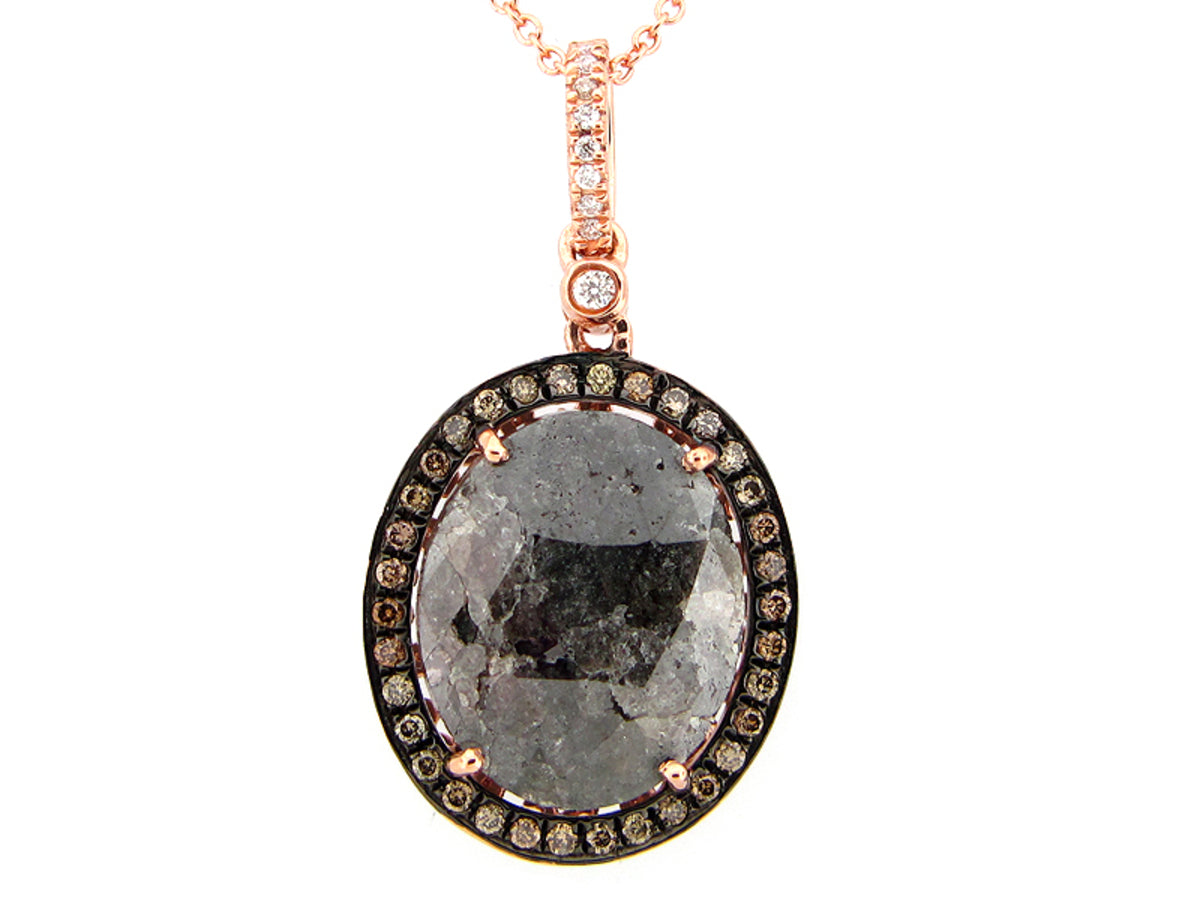ROSE ROUGH CUT FANCY COLOR DIAMOND PENDANT, 14KR (N), CENTER=3.70
