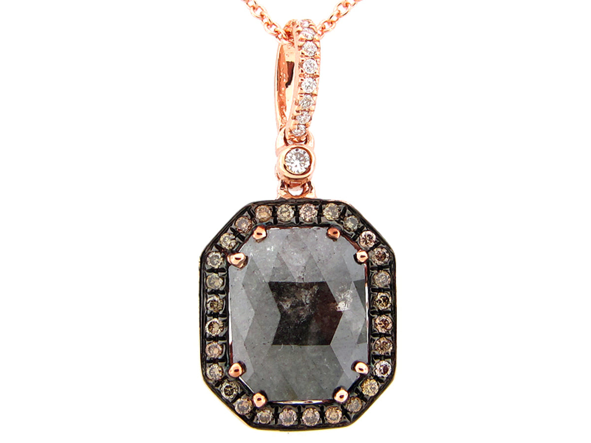 ROSE ROUGH CUT FANCY COLOR DIAMOND PENDANT, 14KR (N)
