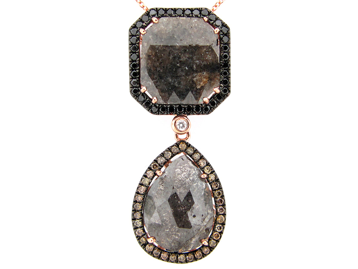 ROSE ROUGH CUT FANCY COLOR DIAMOND PENDANT, 14KR (N), CENTER=11.58