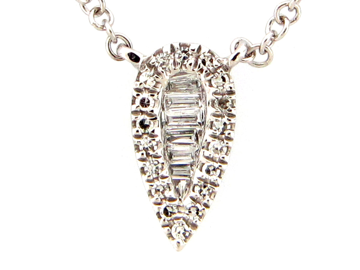 DIAMOND PEAR SHAPE PENDANT NECKLACE, 18"/17"/16",  14KW (N)
