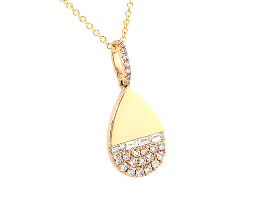 DIAMOND PEAR SHAPE PENDANT, HIGH POLISH, 14KY (N)