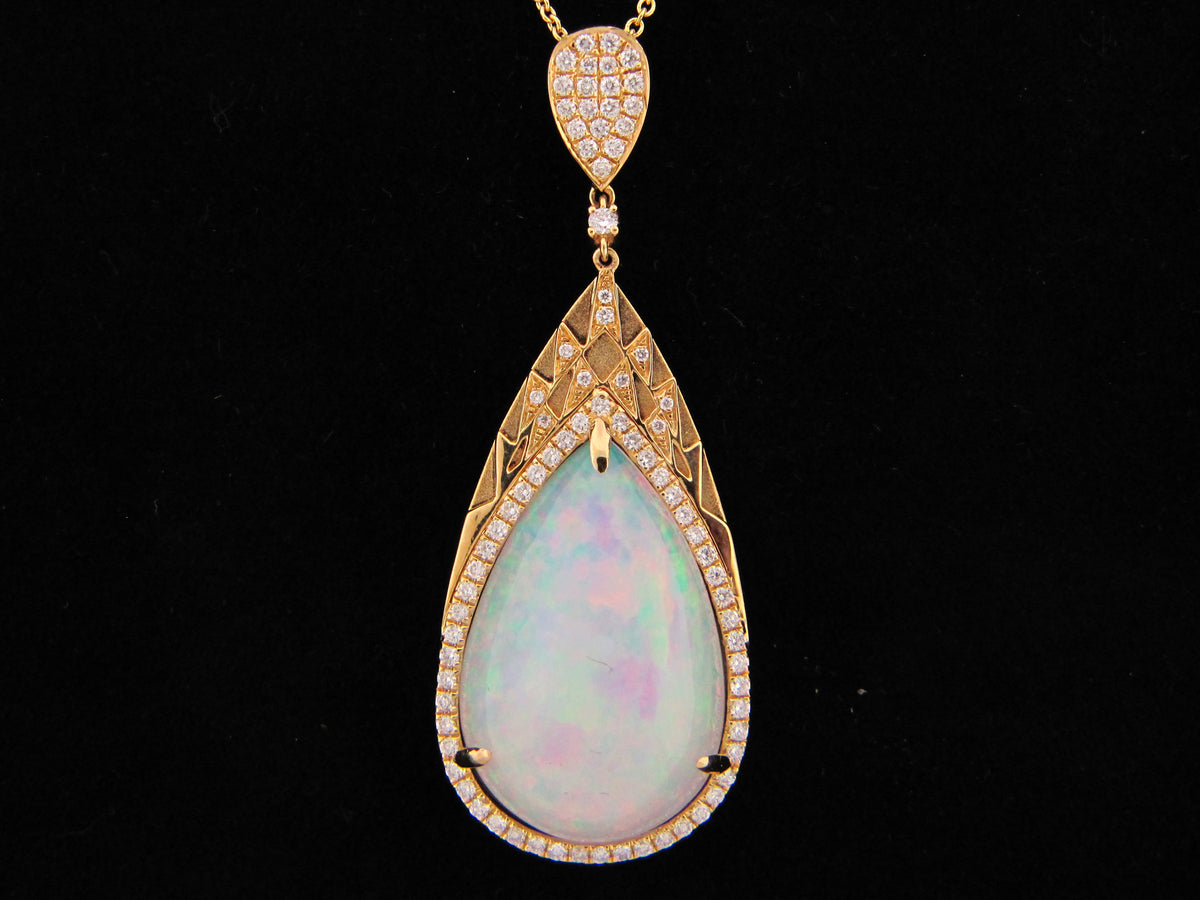 OPAL & DIAMOND PENDANT, 18KY (O)