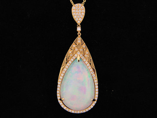 OPAL & DIAMOND PENDANT, 18KY (O)