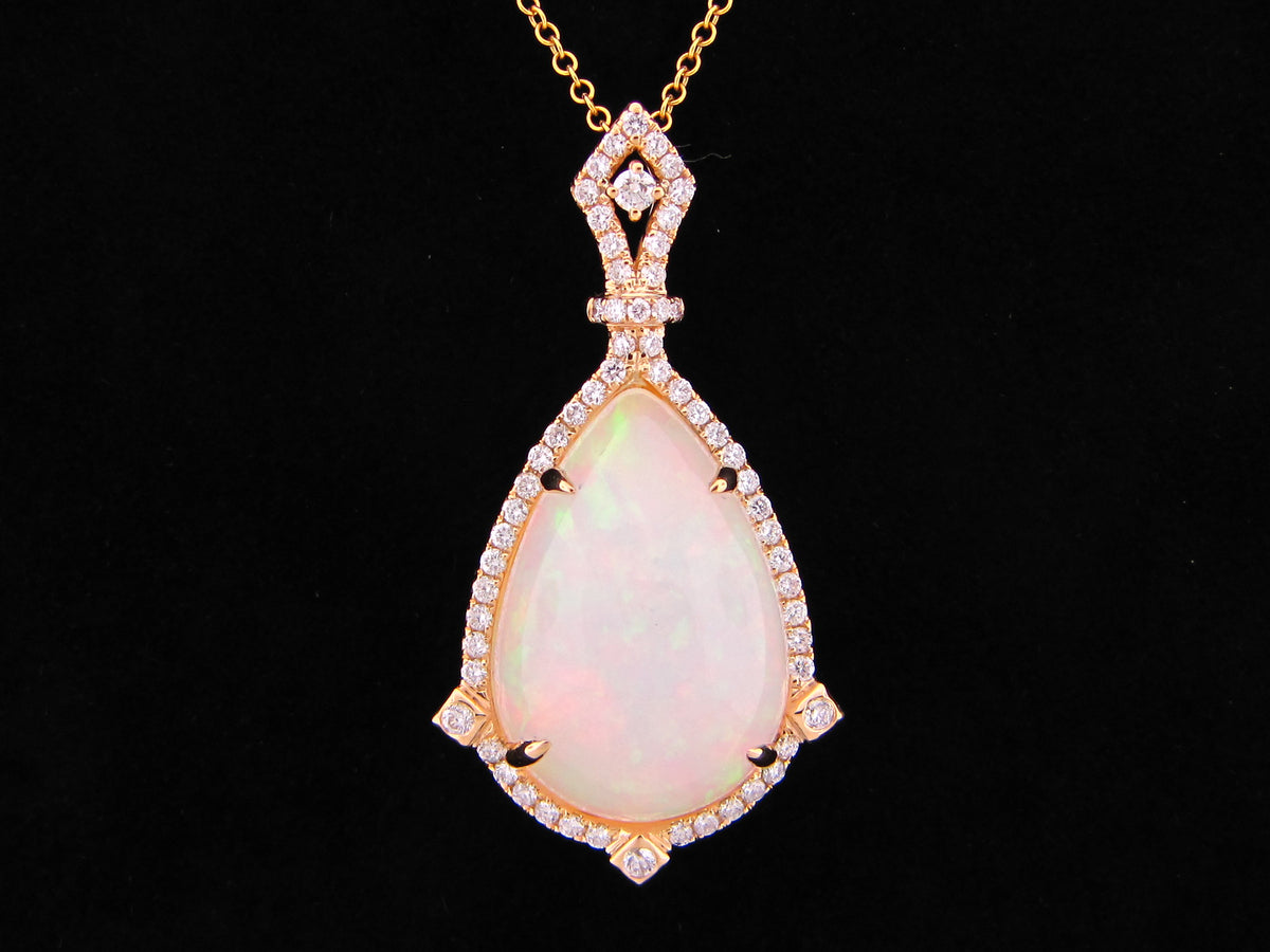 OPAL & DIAMOND PENDANT WITH DIAMOND CHAIN, 18KY (O)