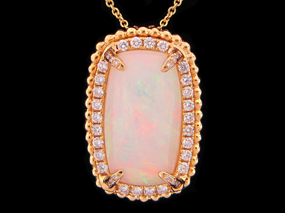 OPAL & DIAMOND PENDANT, 18KY (O)