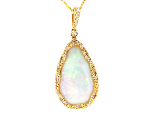 OPAL & DIAMOND PENDANT, 18KY (O)