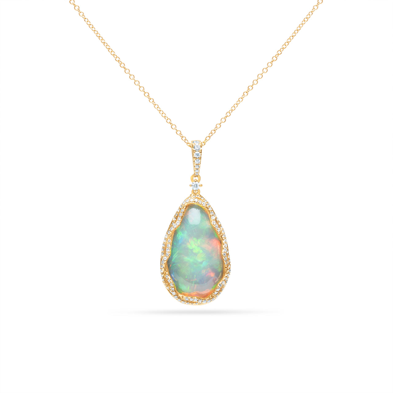 Opal & Diamond Pear Necklace