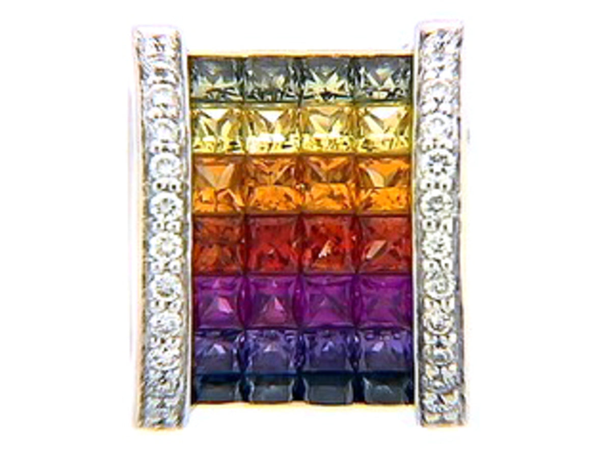 RAINBOW SAPPHIRE & DIAMOND PENDANT ENHANCER